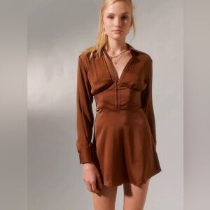 Brown Urban Outfitters Silk Dress
